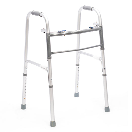 Protekt® Two-Button Folding Steel Walker – Heavy-Duty Stability with Adjustable Height