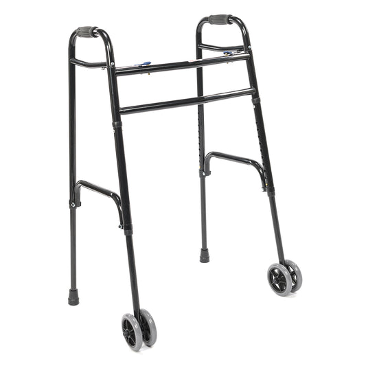 Protekt® Bariatric Two-Button Folding Steel Walker – Extra-Wide, Heavy-Duty Support with or without Wheels