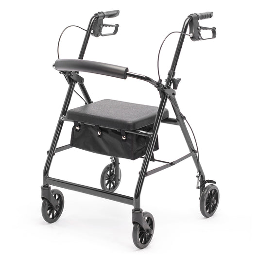 Protekt® Aluminum Rollator – Lightweight, Foldable Walker with Padded Seat and Storage Pouch