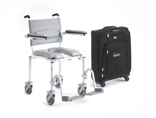 MC4000TX Portable Roll-In Shower & Commode Chair with Travel Case – Lightweight & Caregiver-Assisted