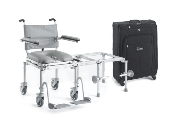 MC6000TX Travel Tub Slider & Commode Chair – Lightweight 3-in-1 with Roller Carrying Cases