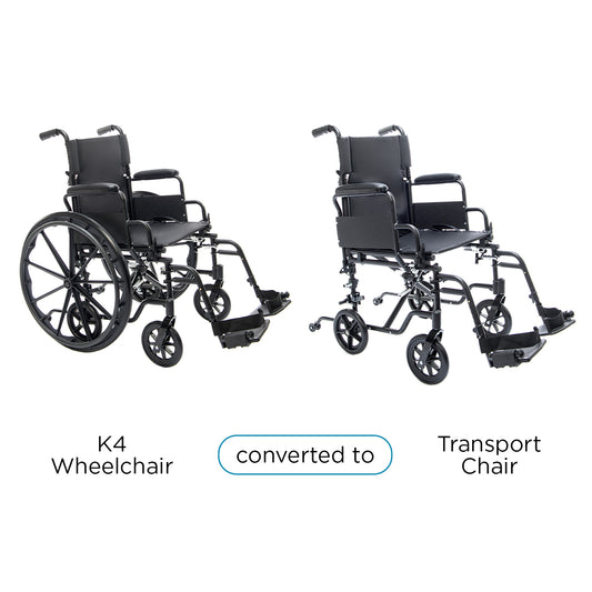 Protekt Cambria™ Transport/Wheelchair Combo – Convertible Dual-Use Design with Swing-Away Footrests