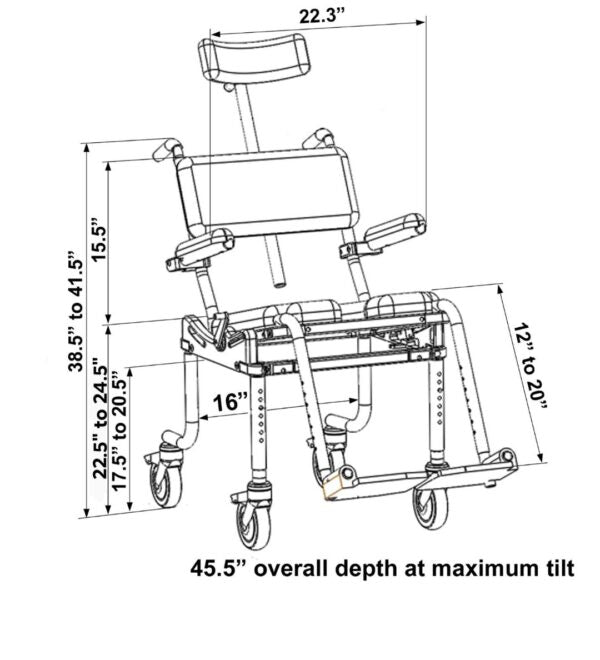 MC4000Tilt Portable Tilt-In-Space Shower & Commode Chair